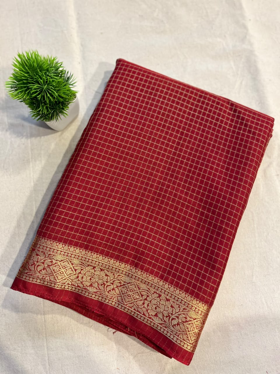 Semi mysore silk checks Zip & Go