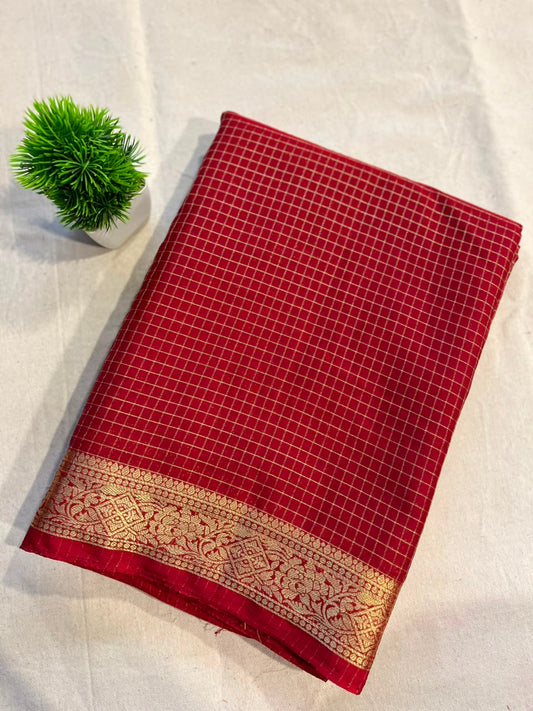 Semi mysore silk checks Zip & Go