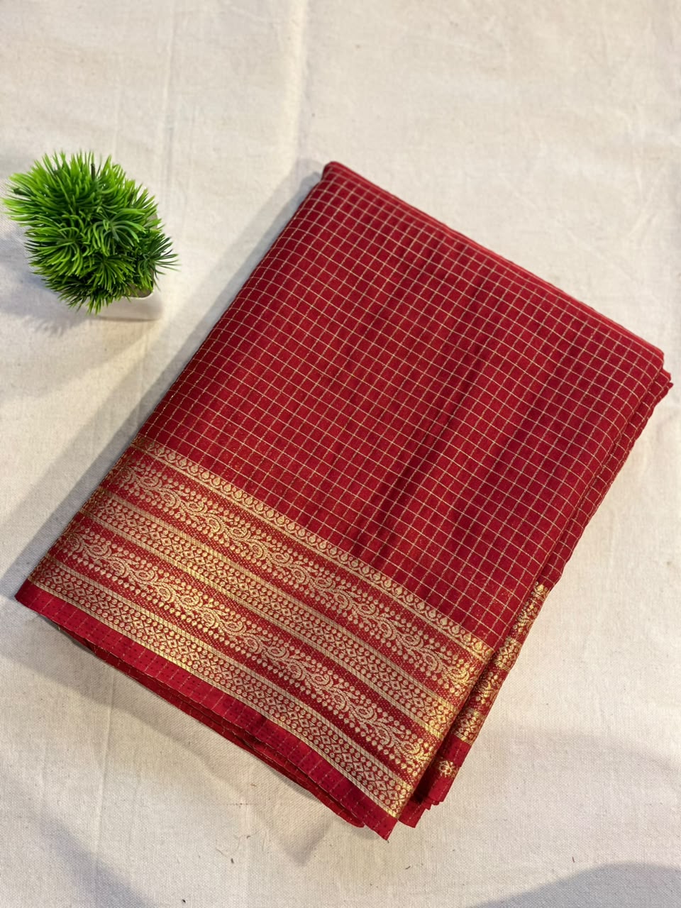 Semi mysore silk checks Zip & Go