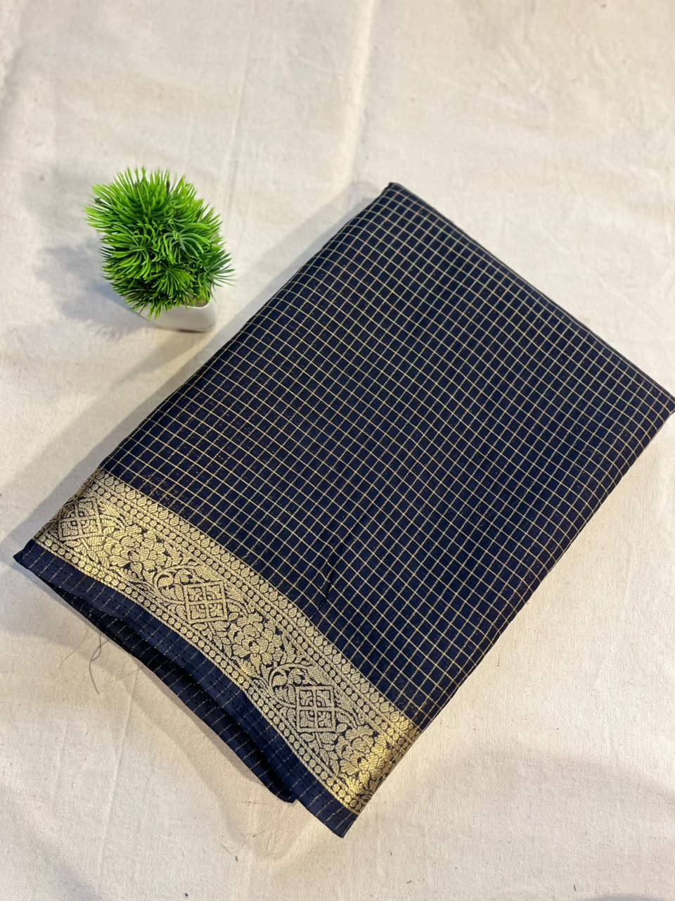 Semi mysore silk checks Zip & Go