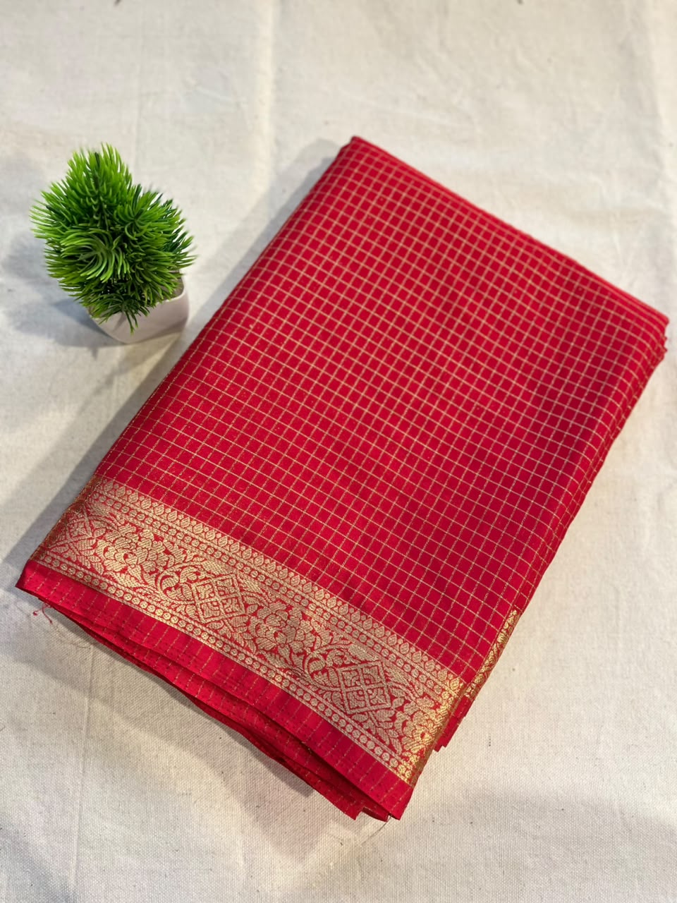 Semi mysore silk checks Zip & Go