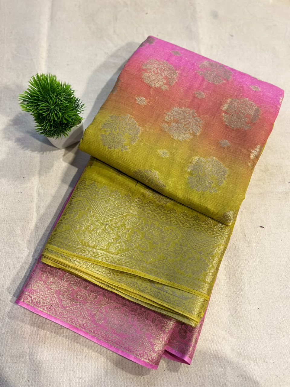 Chiffon dual shade  Zip & Go Saree