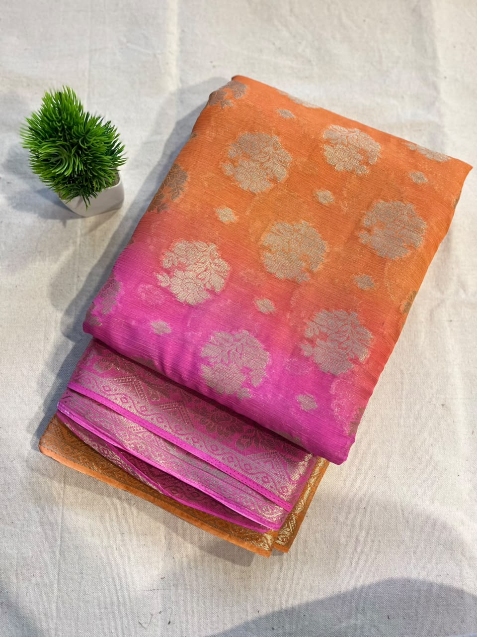 Chiffon dual shade  Zip & Go Saree