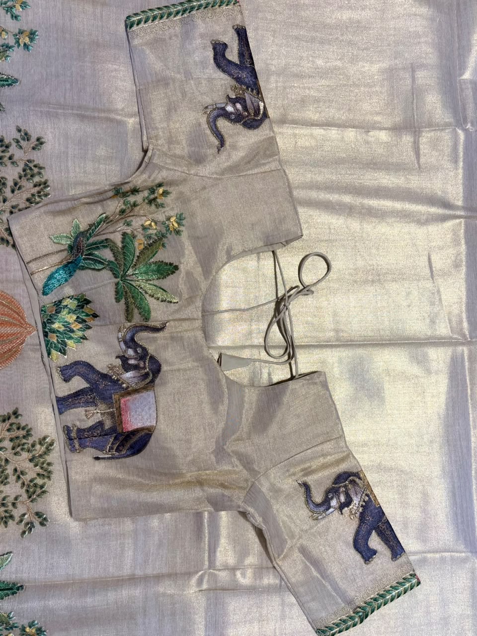 Tissue saree with readymade blouse
