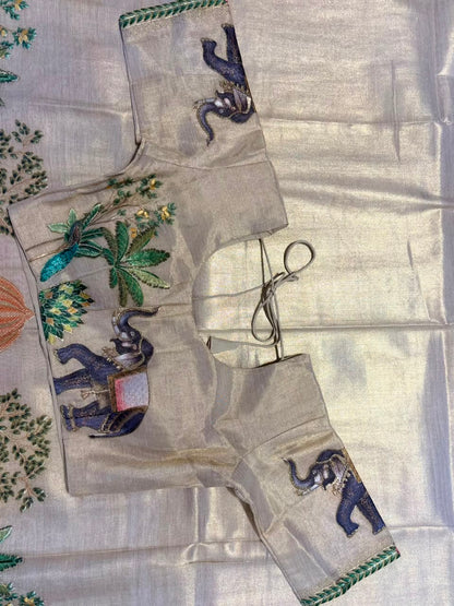 Tissue saree with readymade blouse
