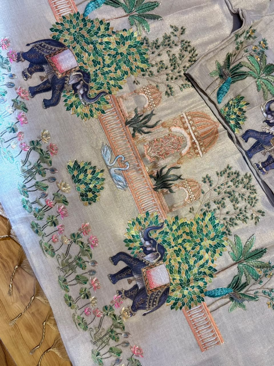 Tissue saree with readymade blouse