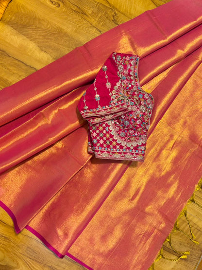 Tissue saree with readymade blouse