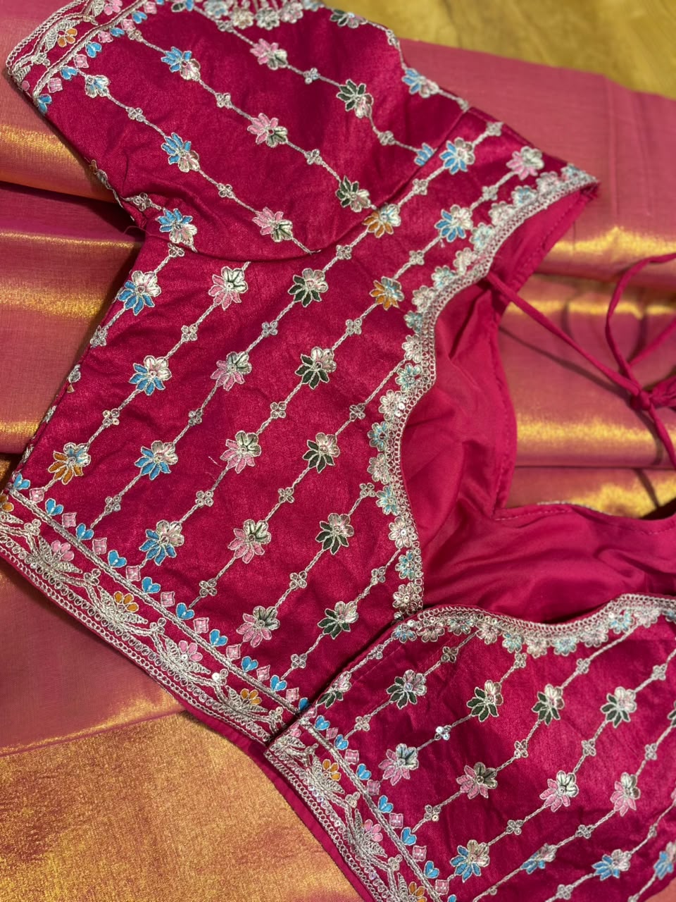 Tissue saree with readymade blouse