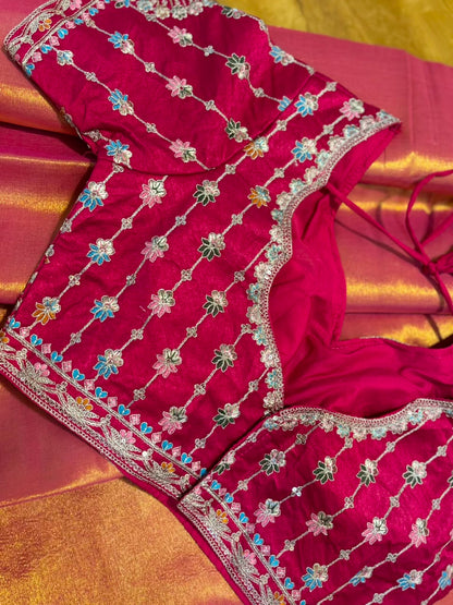 Tissue saree with readymade blouse