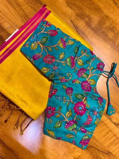 Tissue saree with readymade blouse