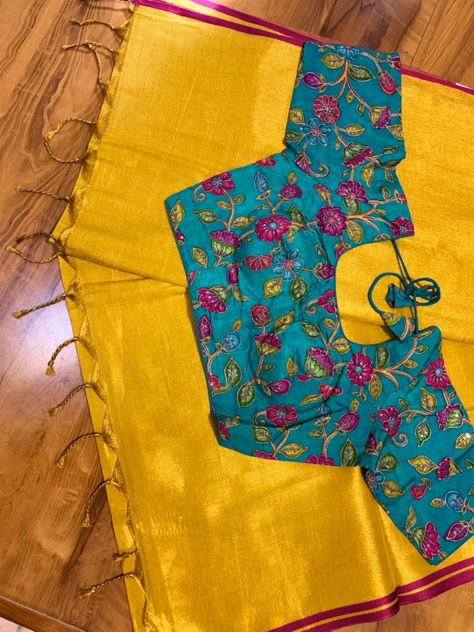 Tissue saree with readymade blouse