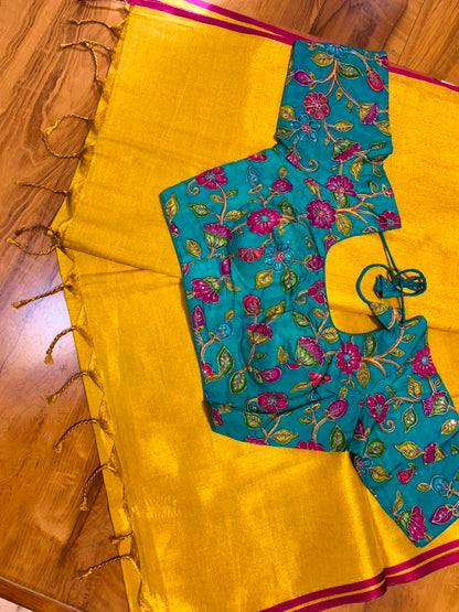Tissue saree with readymade blouse