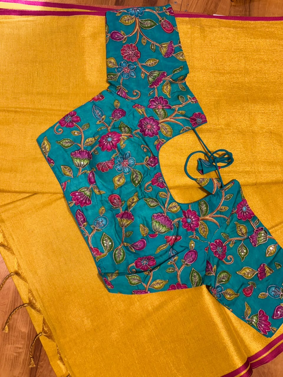 Tissue saree with readymade blouse