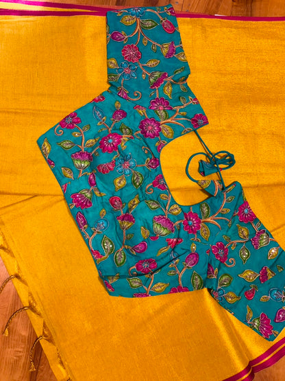 Tissue saree with readymade blouse