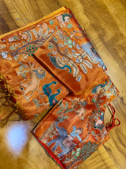 Tissue saree with readymade blouse
