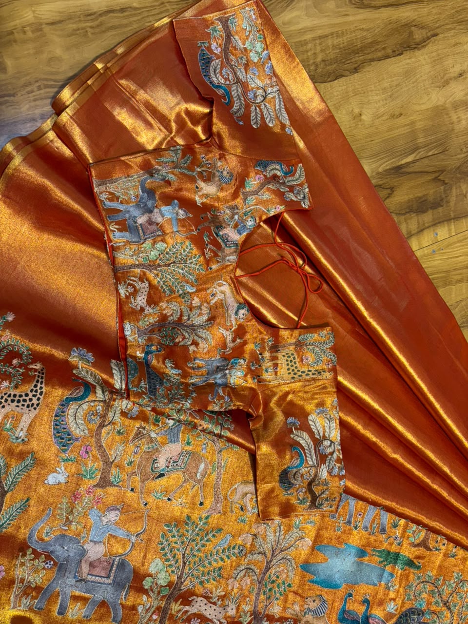 Tissue saree with readymade blouse