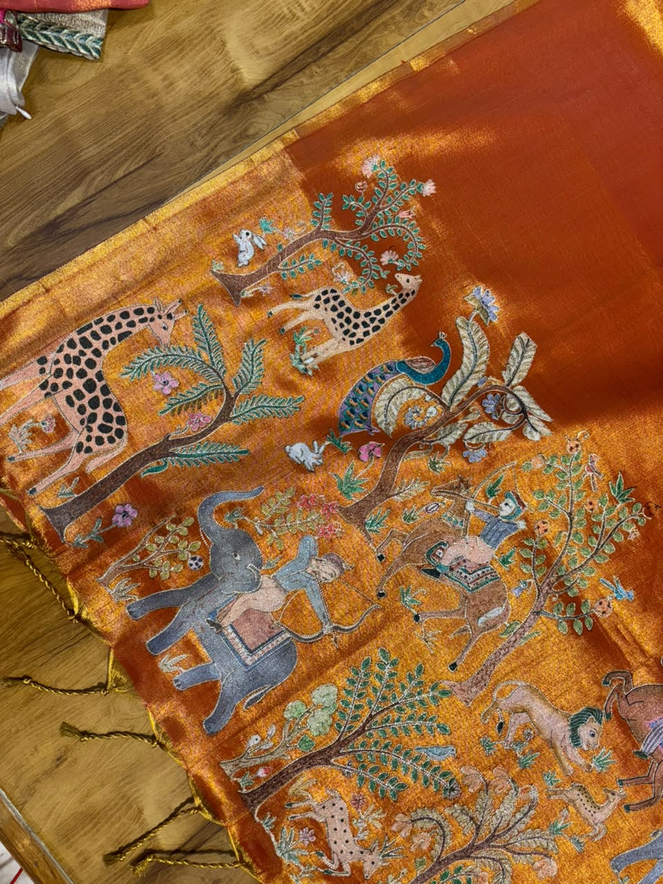 Tissue saree with readymade blouse