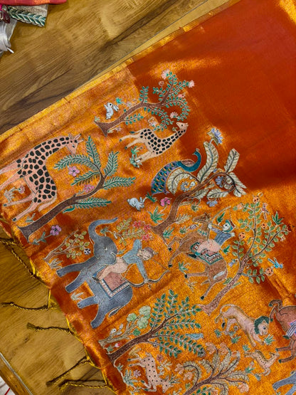 Tissue saree with readymade blouse