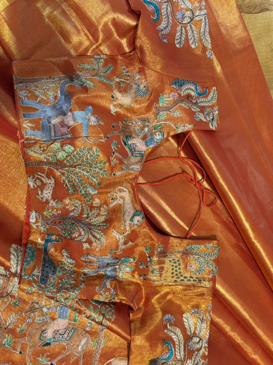 Tissue saree with readymade blouse