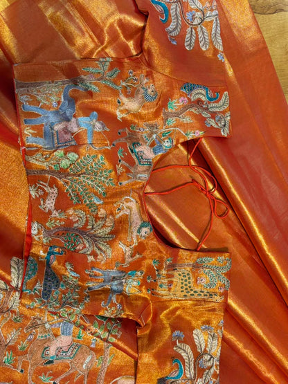 Tissue saree with readymade blouse