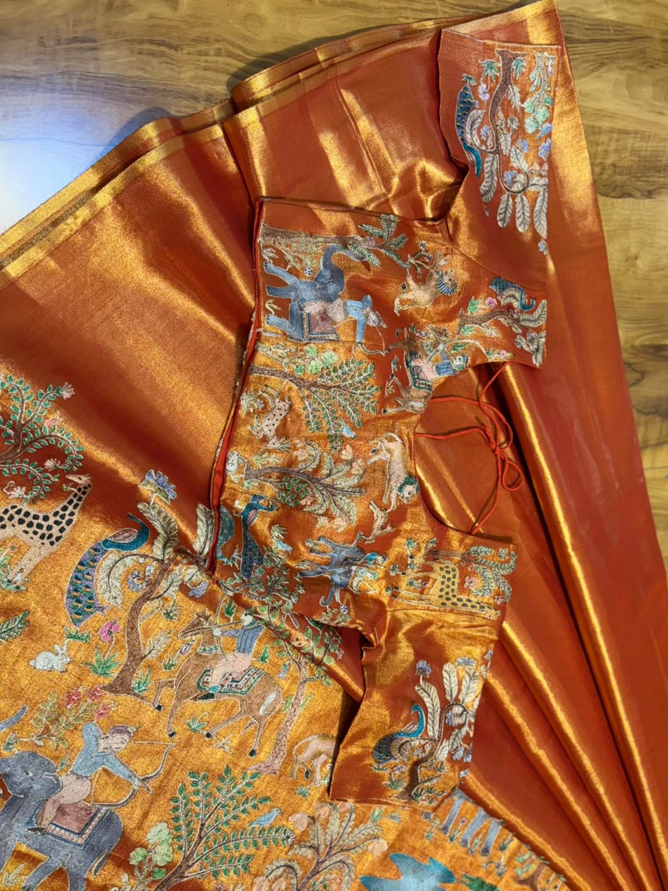 Tissue saree with readymade blouse