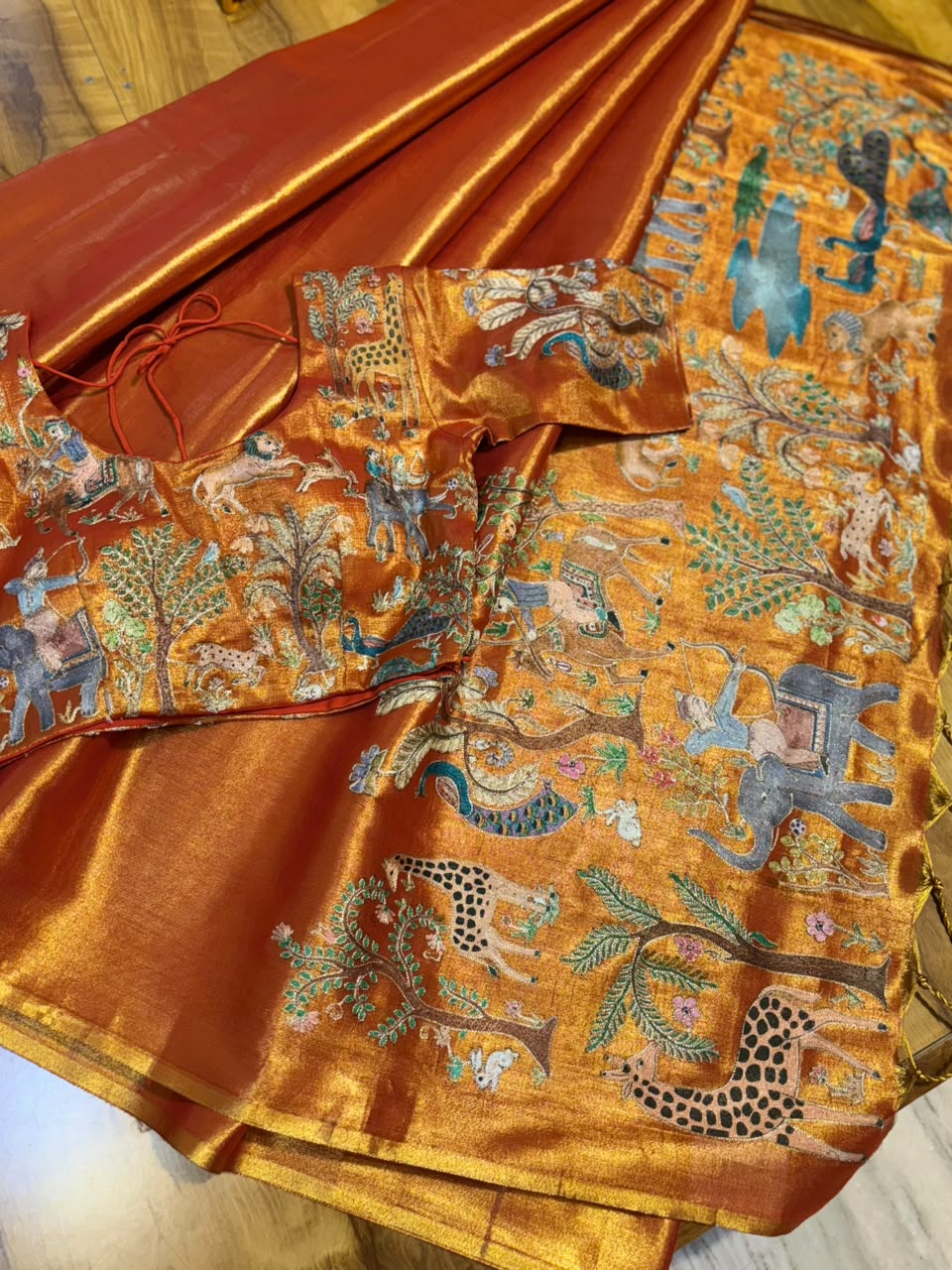 Tissue saree with readymade blouse