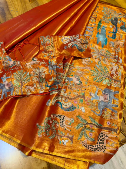 Tissue saree with readymade blouse