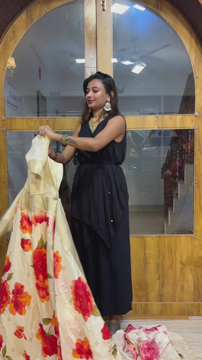 Digital print viscose Banarasi saree