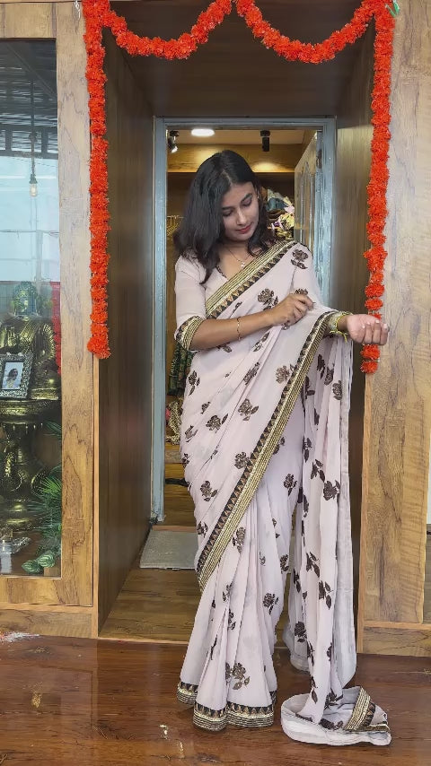 Cream chiffon party wear