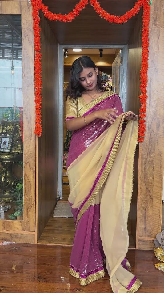 Purple sequence party wear