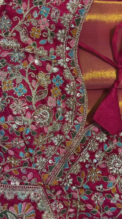 Tissue saree with readymade blouse