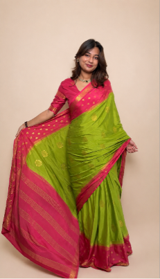 Mysore crepe silk gandaberunda border saree