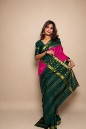 Mysore crepe silk gandaberunda border saree