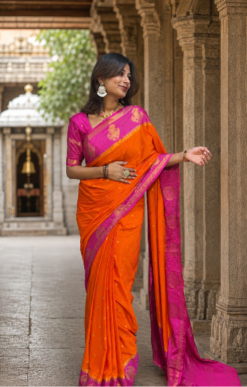 Mysore crepe silk gandaberunda border saree