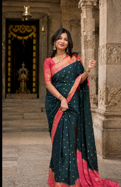 Mysore crepe silk small butti saree
