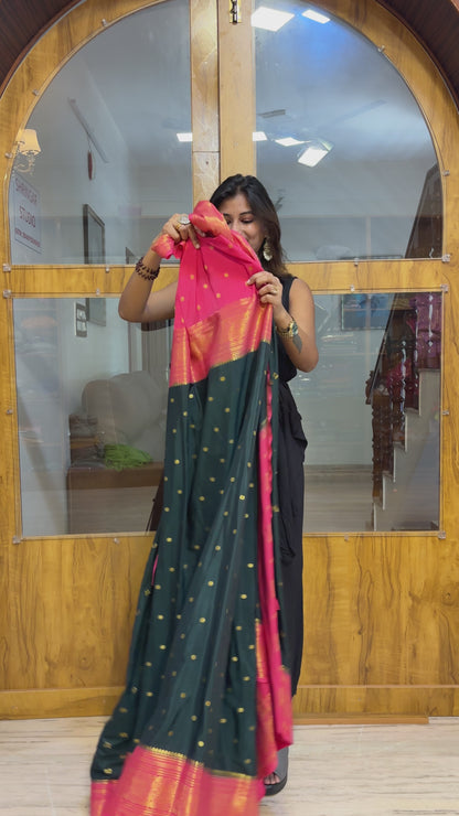 Mysore crepe silk gandaberunda border saree