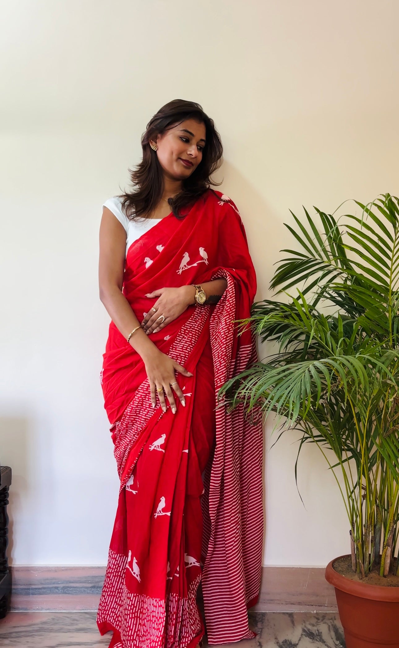 (MS) Cotton  T-shirt saree