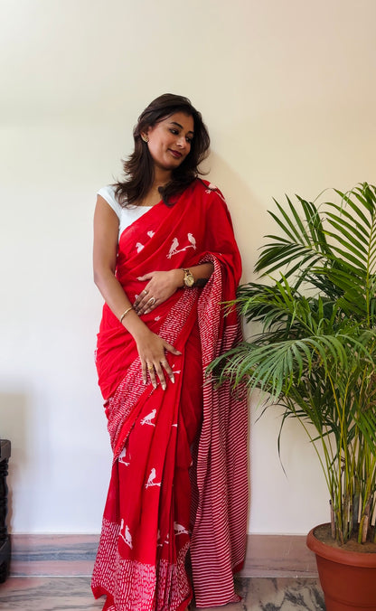 (MS) Cotton  T-shirt saree