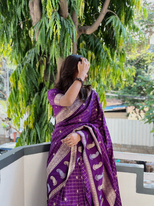 Purple Kaddi georgette saree