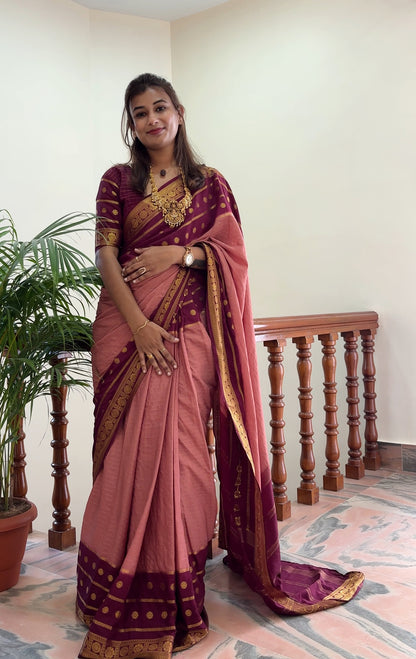 Semi Mysore silk checks contrast