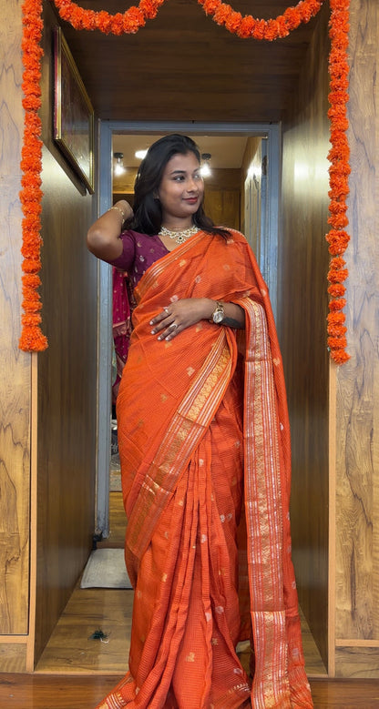 Viscose banarasi checks ready to wear saree