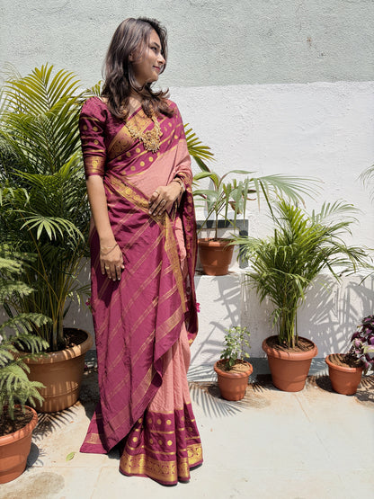 Semi Mysore silk checks contrast