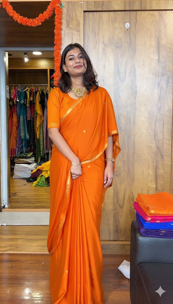 Orange Premium Mysore crepe silk saree