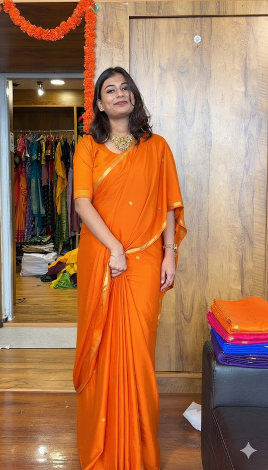 Orange Premium Mysore crepe silk saree