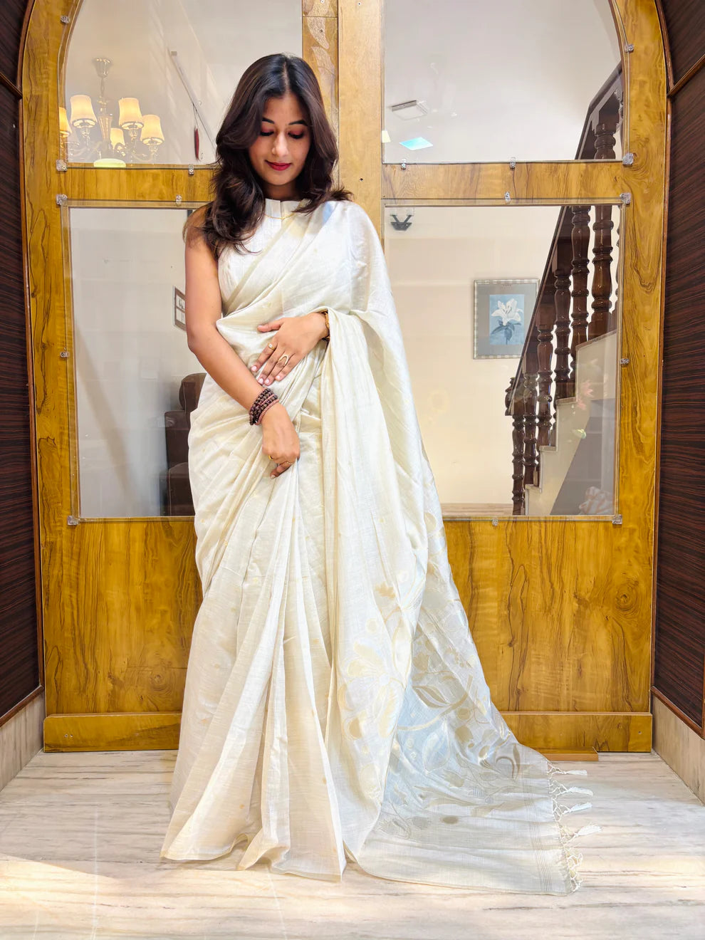 Premium linen tissue saree