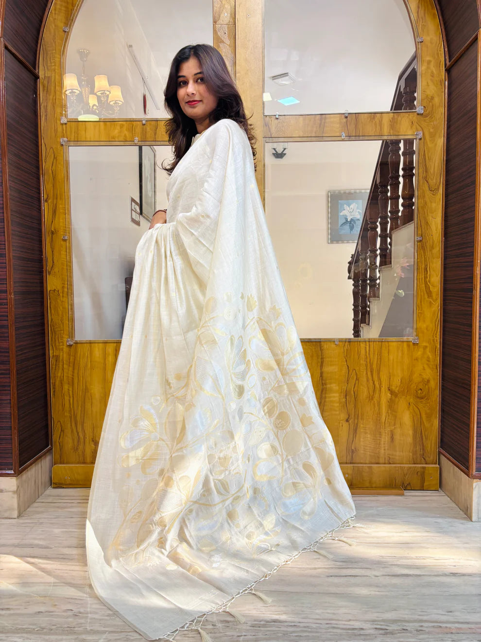 Premium linen tissue saree