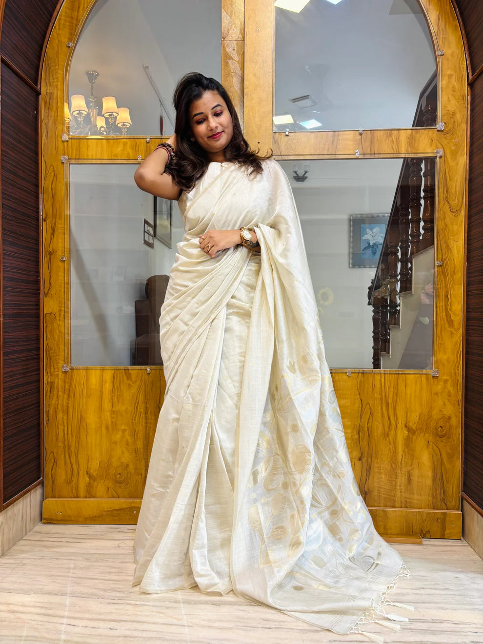 Premium linen tissue saree